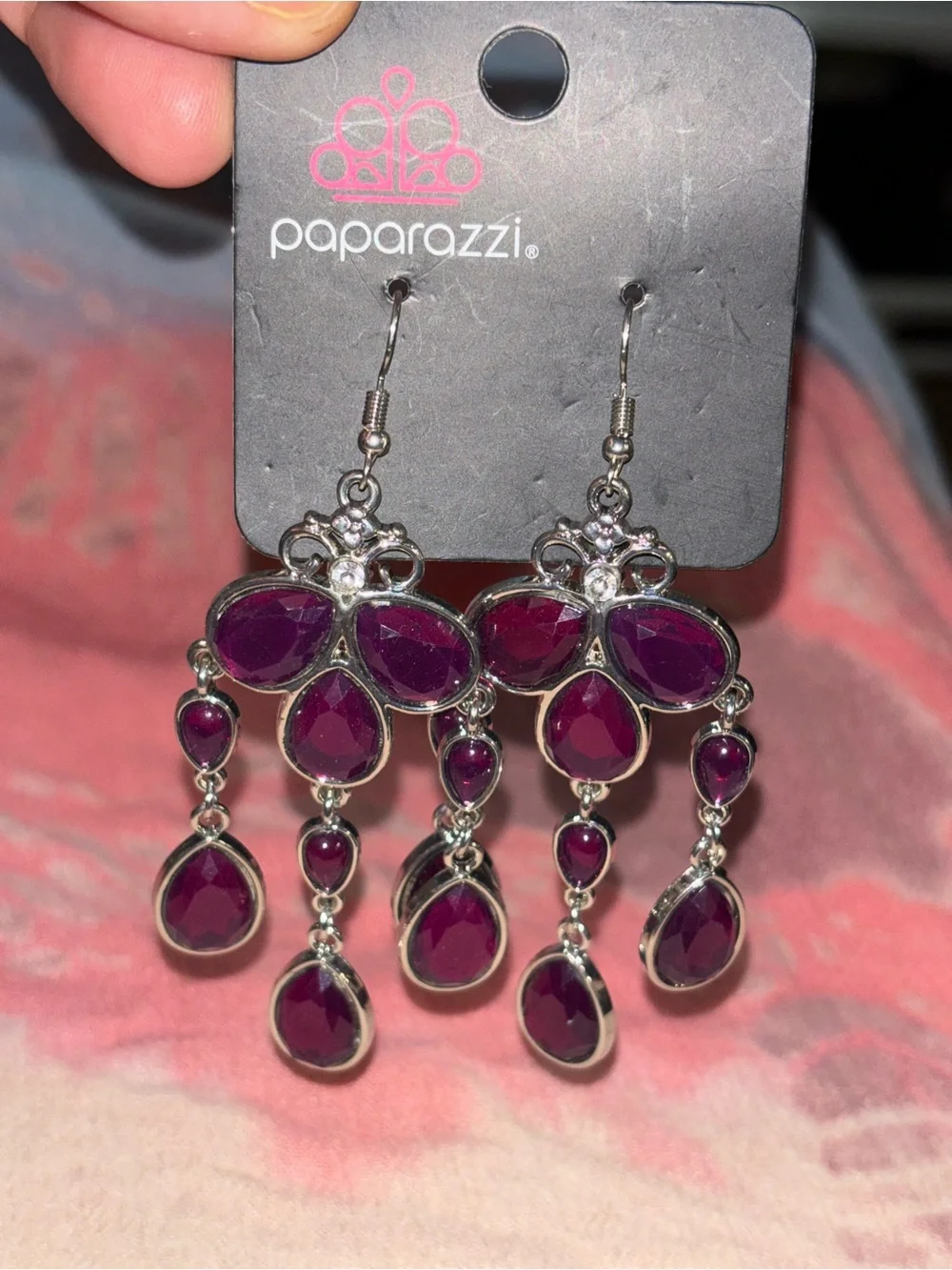 paparazzi Deep Plum Teardrop Chandelier Earrings
